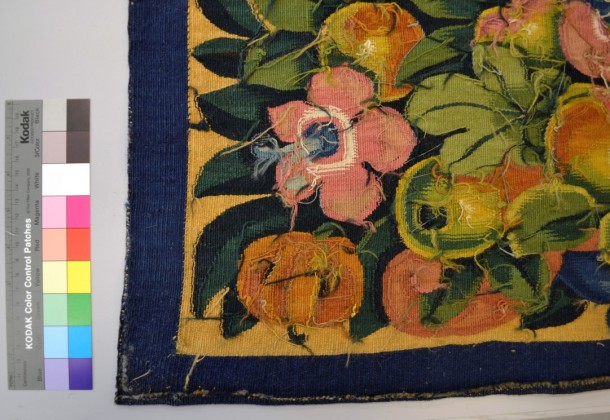 Reverse of tapestry, showing the original vibrancy of the colours © Victoria and Albert Museum, London