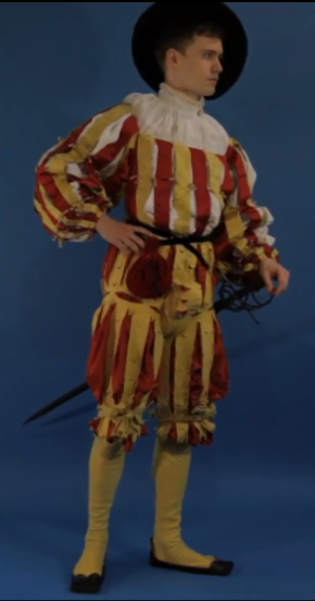 Reconstruction of Schwarz's outfit for the Diet in 1530, still from the video mentioned above (http://www.cam.ac.uk/research/features/the-first-book-of-fashion)