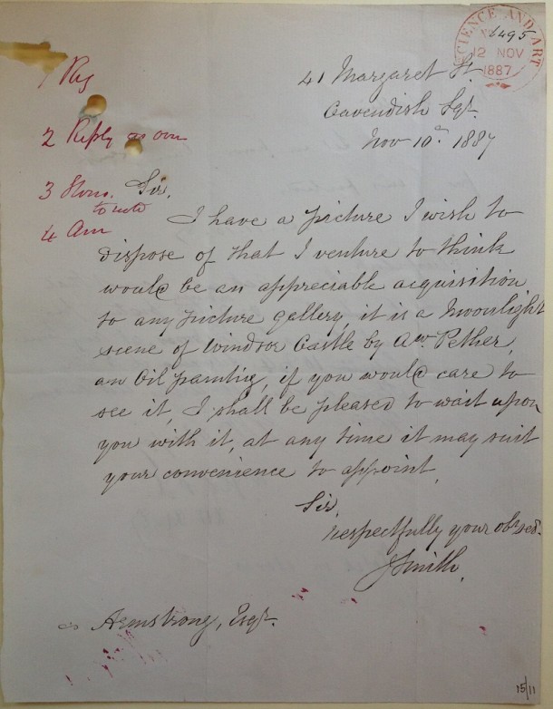Letter from John Smith, 10 November 1887