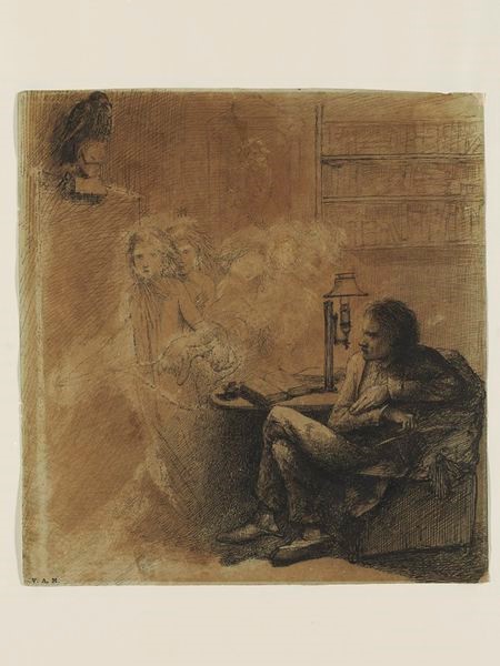Illustration to Edgar Allan Poe’s poem The Raven, Dante Gabriel Rosetti, ca. 1848.