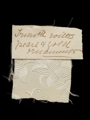 Princess Beatrice trousseau Dress fabric cutting - jacquard woven white silk crepe de chine