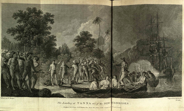 The Landing at Tanna, showing the light effects caused by localised cloud formations