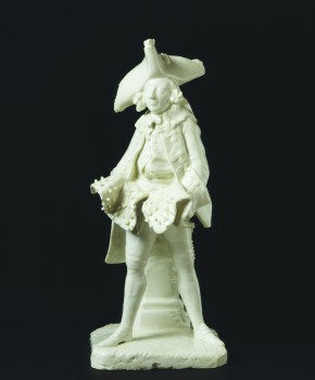 414:135-1885 – Porcelain figure of Henry Woodward as ‘The Fine Gentleman’. On display in gallery 58.