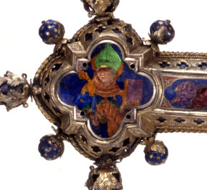 Detail of M.580-1910, altar cross, showing a very colourful enamel Louis © Victoria and Albert Museum, London