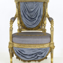 Armchair, before treatment with its 1970’s upholstery and blue paint