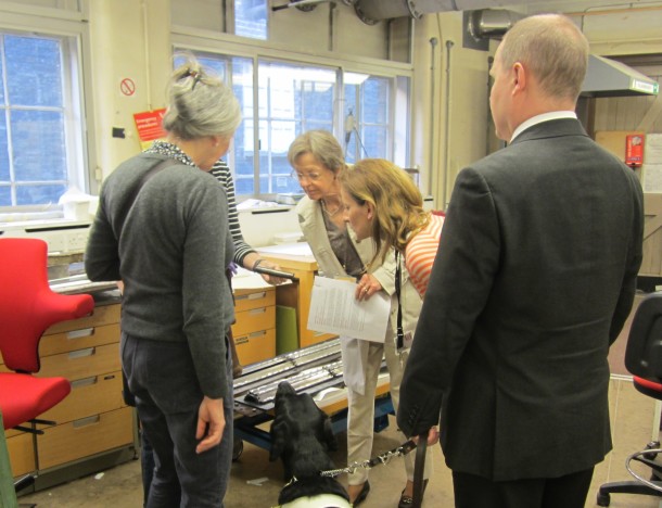 Here Donna is showing the group some cylindrical pieces from the mantelpiece © Victoria and Albert Museum, London