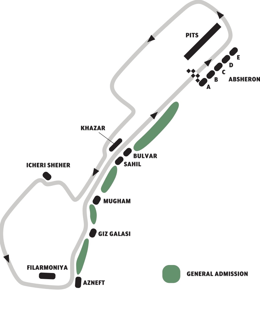 Mapa obiektu Baku City Circuit