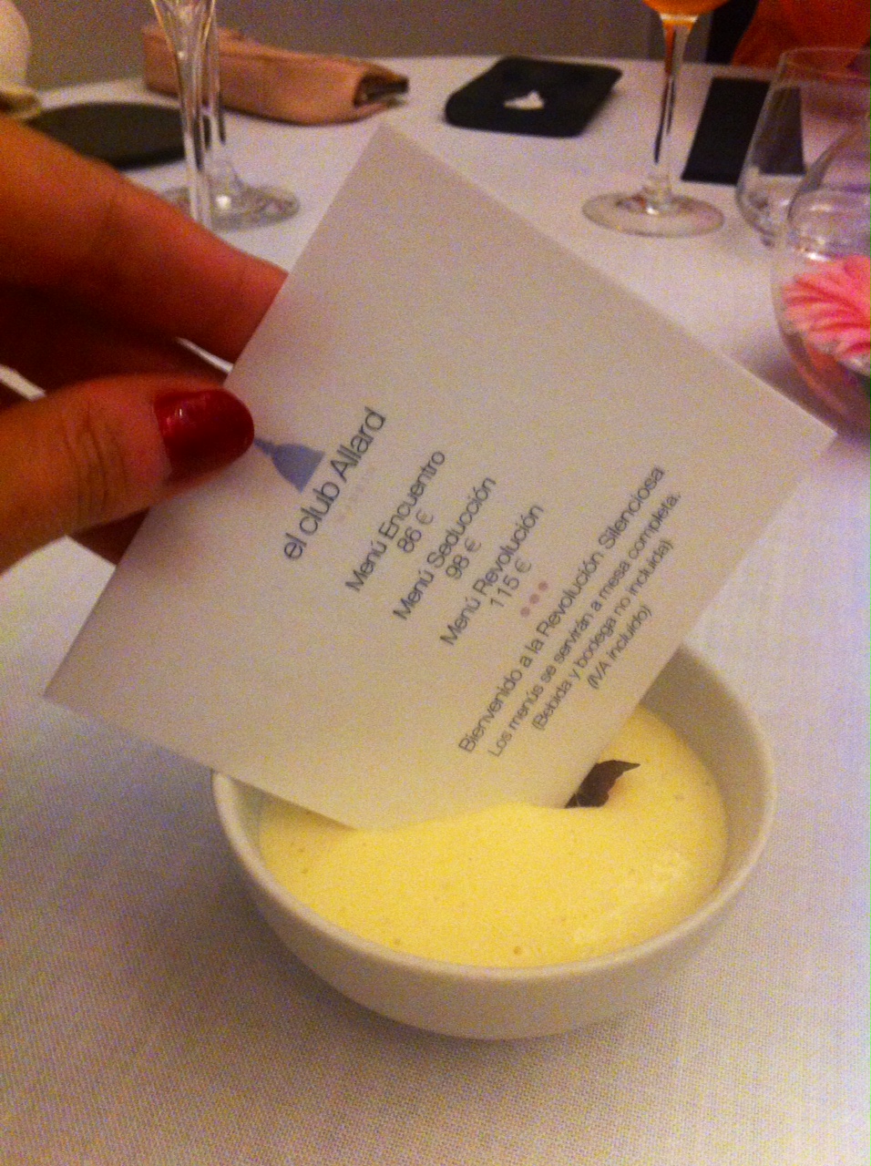Menú club Allard comestible
