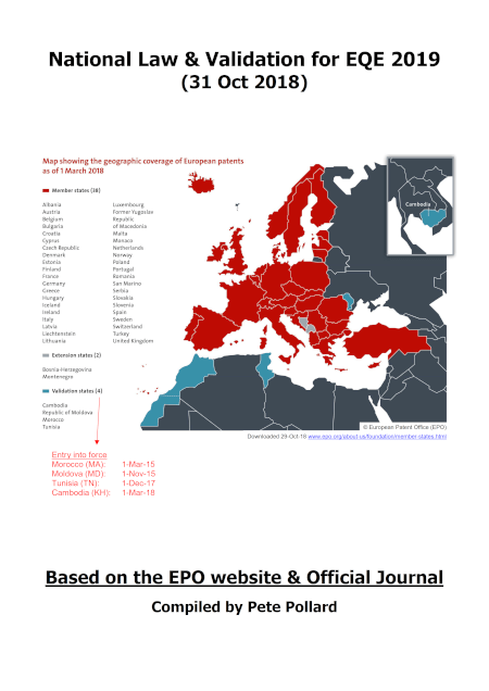 Boek cover National Law & Validation for EQE 2019