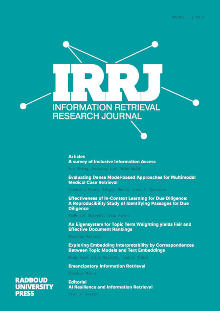 Boek cover Information Retrieval Research Journal - Vol 1 Nr 2