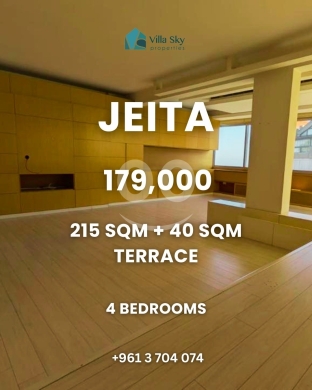 شقة واسعة للبيع في جعيتا مع تراس 215م | Spacious Apartment for Sale in Jeita with Terrace
