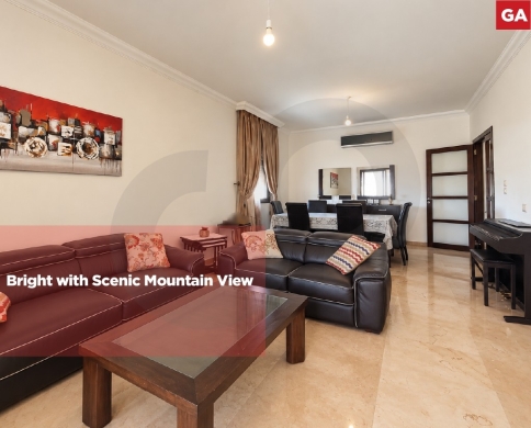 Bright with Scenic Mountain View/Fully furnished/MANSOURIEH-METN/منصوريه/REF#GA140467