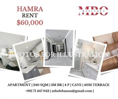 Unfurnished 340 SQM Apartment in Hamra with Sea View and 4 Parking Spaces