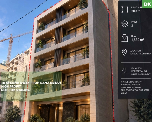 LAND/Prime development opportunity in Sodeco,Achrafieh-BEIRUT/سوديكو/ REF#DK140621 !