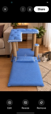 سكراتشر قطط يدوية الصنع مع فرشة ومنصة استرخاء | Handmade Cat Scratcher with Bed