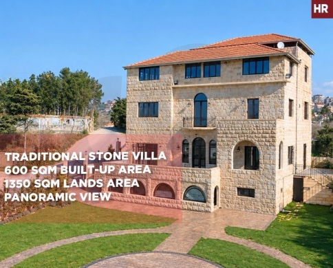 Lebanese Stone Villa/triplex/Elegant Architecture/easy access/ALEY/عاليه/REF#HR140657
