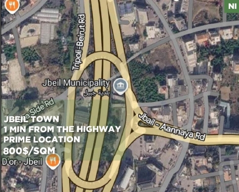 PRIME DEVELOPMENT LAND/Fully flat/min from the highway/jbeil/جبيل/REF#NI140701