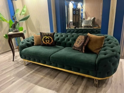 Imported luxury sofa and two marble brass tables