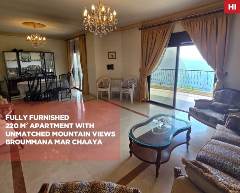 Fully Furnished 220 m² Apartment For sale/Prime location/Unmatched Mountain Views/BROUMMANA-METN/برمانا/REF#HI140853