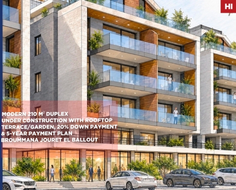 DUPLEX UNDER CONSTRUCTION/ 5-Year Payment Plan/Broummana Jouret El Ballout,METN/برمانا جورة البلوط/REF#HI140958 !