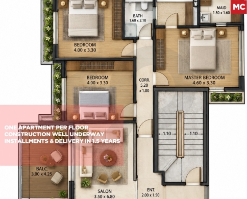 Under construction Apartment/50% Down Payment/Delivery in 1.5 Years/MAR ELIAS-BEIRUT/مار إلياس/REF#MC141084