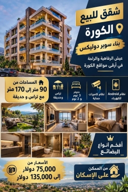 شقق للبيع في الكورة بمواصفات ممتازة وإطلالات استراتيجية | 12 Luxury Residential Apartments for Sale