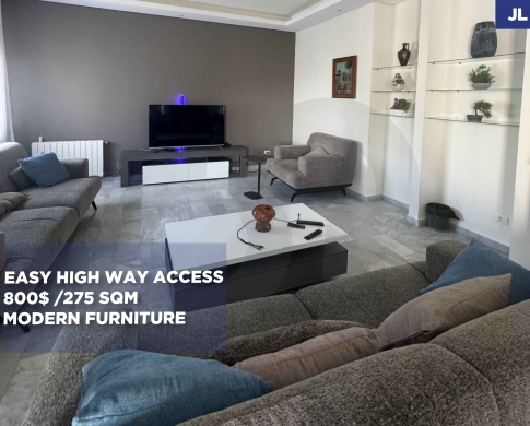 FULLY FURNISHED/Within walking distance of the highway/easy access/HARET SAKHER,KESEROUAN/حارة صخر/ REF#JL141179 !