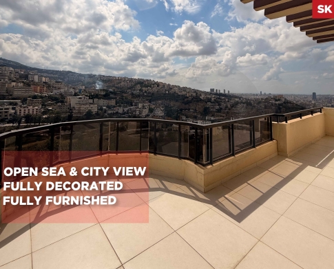Beautifully decorated and fully furnished/OPEN CITY AND SEA VIEW/BIAQOUT,METN/بياقوت /REF#SK141175 !