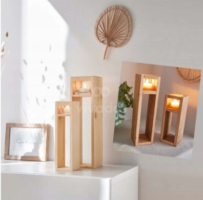 طقم شمعدان خشب ليڤارنو هوم | LIVARNO Home Wooden Tealight Holders