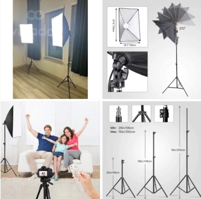طقم إضاءة سوفت بوكس 85 واط مع ريموت | 85W Softbox Studio Lighting Kit — 2