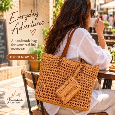حقيبة كروشيه يدوية الصنع أنيقة | Handcrafted Crochet Tote Bag Joumana Crochets