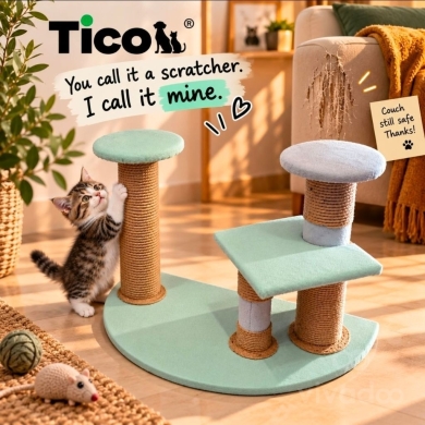 عمود خدش ومنصة لعب دافئة للقطط | Handmade Cat Scratching Tree & Post Tico Pets