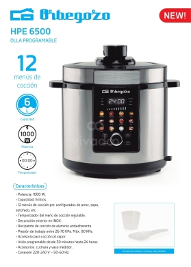 طنجرة ضغط كهربائية أوربيجوزو 6 ليتر | Orbegozo 6L Electric Pressure Cooker 1000W — 2