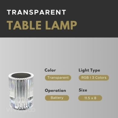 مصباح طاولة أكريليك شفاف مودرن قابل للشحن | Modern Transparent Acrylic Cordless Table Lamp — 5