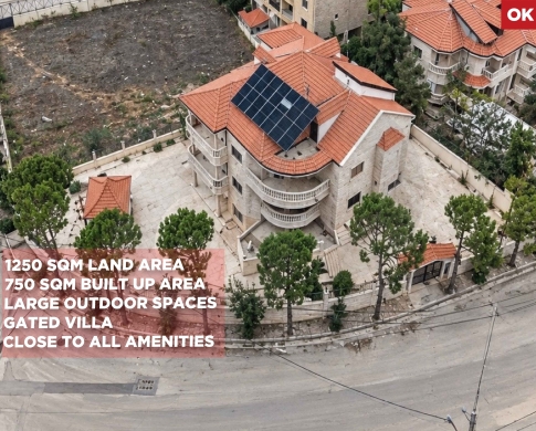 VILLA/1250 sqm Land/750 sqm BUA/Large outdoor spaces/Very Calm Area/Rwaysat - Sawfar,ALEY/رويسات صوفر/REF#OK141410 !
