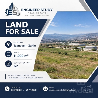أرض للبيع في تعنايل زحلة 11000م² | 11,000 sqm Land For Sale in Taanayel Zahle