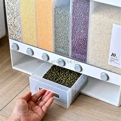 موزع حبوب جداري 6 خانات سعة 10 كجم | Wall-Mounted 6-Grid Grain Dispenser — 3