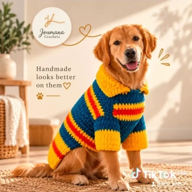 طقم فرشة وكنزة كروشيه للقطط | Handmade Crochet Cat Bed and Sweater Set