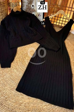 فستان تريكو نسائي أنيق قطعتين شتوي | Elegant 2-Piece Women's Knit Sweater Dress — 7