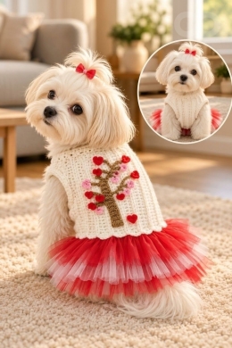 زي حياكة يدوية للكلاب الصغيرة ملابس حيوانات أليفة | Handmade Knitted Dog Outfit Pet Clothes Dress