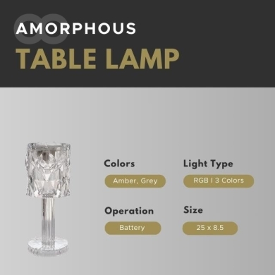 Amorphous Acrylic Lamp in Transparent, Table Lamp, LED Options — 4