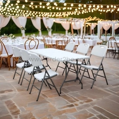 Heavy-Duty Foldable Dining Chair – 200kg, Steel Legs, Stackable for Events & Outdoors — 3
