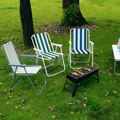 Classic Striped Beach Chair – Cozy Foldable Lounger for Backyard, Pool & Camping — 3