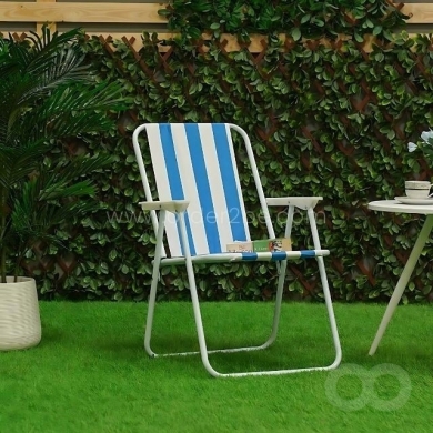 Classic Striped Beach Chair – Cozy Foldable Lounger for Backyard, Pool & Camping