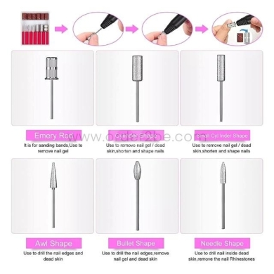 Professional Nail Drill Machine – 6 Nail Bits, 20,000 RPM for Acrylics, Gel & Pedicures — 6