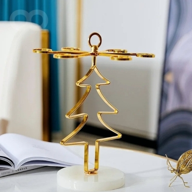 Christmas Tree Glass Holder, Golden Wine Rack for 6 Glasses — 6