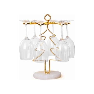 Christmas Tree Glass Holder, Golden Wine Rack for 6 Glasses — 7