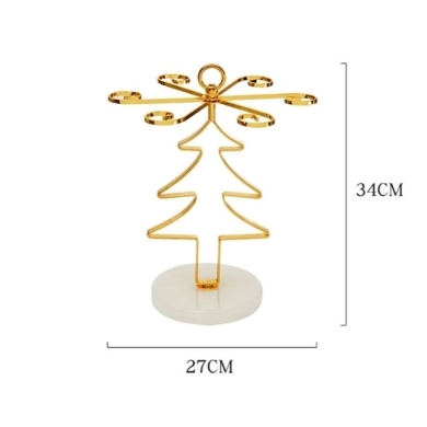 Christmas Tree Glass Holder, Golden Wine Rack for 6 Glasses — 9