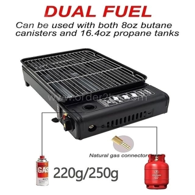 Portable Camping Grill Stove – Dual Flame, Carry Case & Drip Tray for Perfect Grilling — 4
