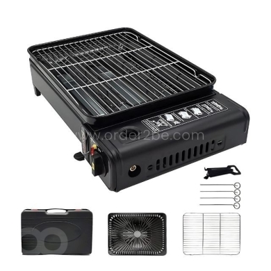 Portable Camping Grill Stove – Dual Flame, Carry Case & Drip Tray for Perfect Grilling